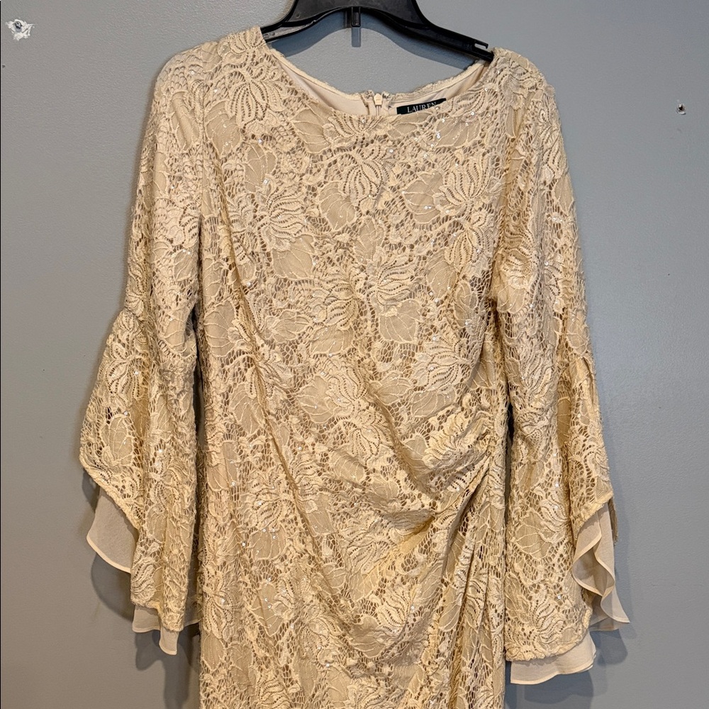 Polo Ralph Lauren Cream Lace Long Sleeve Dress